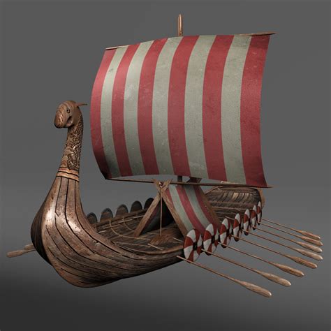 ship viking longship 3d model