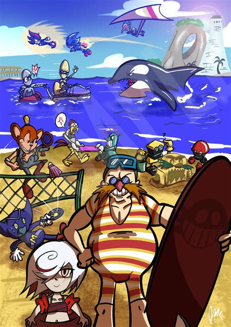 Eggman & Family at Emerald Coast - Sonic Art Print · Ryan McCarthy ...