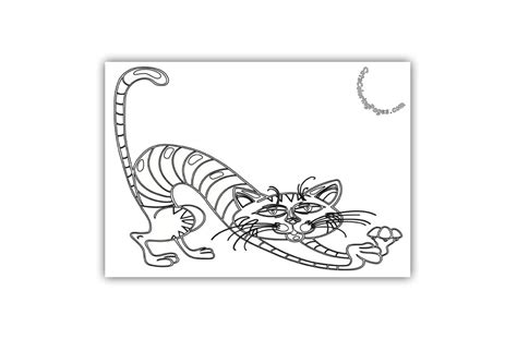 Tabby Tomcat Playing Coloring Page - Cats Coloring Pages