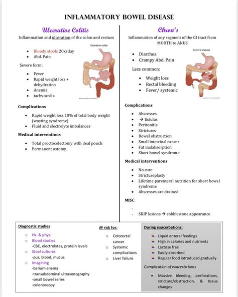 Inflammatory bowel disease (IBD) | Nursing school survival, Nursing ...