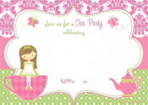 Free Printable Tea Party Invitations - Printable Word Searches