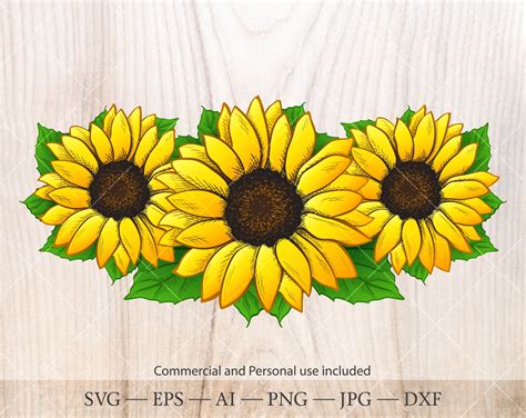 Sunflower Bouquet SVG. Hand Drawn Sunflower Clipart. | Etsy