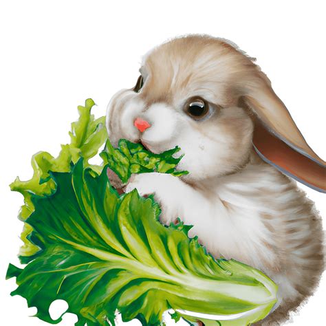 Kawaii Chibi Rabbit Eating Lettuce Illustration · Creative Fabrica