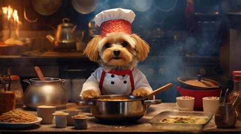 Premium AI Image | Chef dog cooking