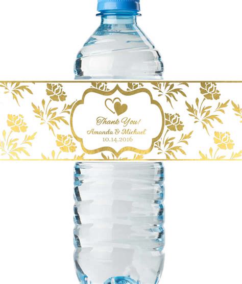 Personalized Wedding Water Bottle Labels, REAL Metallic Print, Lowest ...