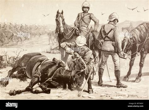 English cavalry watering their horses during the Mahdist War, Sudan in ...