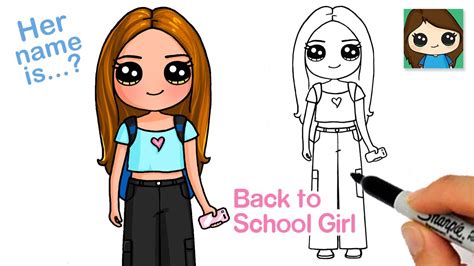 How To Draw a Back to School Cute Girl #4 - YouTube