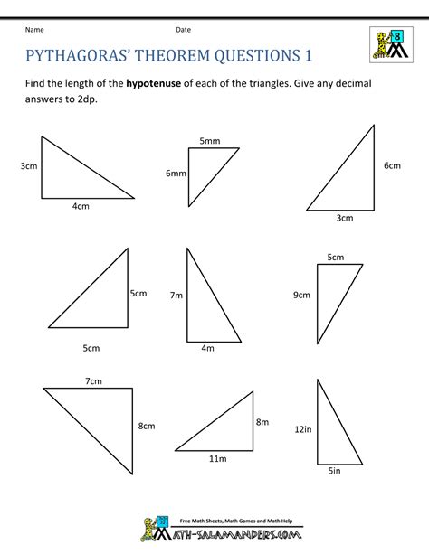 Pythagoras Theorem Worksheet Grade 9