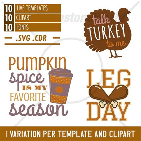 Thanksgiving Word Art Live Template SVG Mini Pack