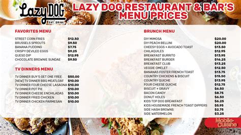 Lazy Dog Restaurant & Bar Menu Prices + Specials (2024)