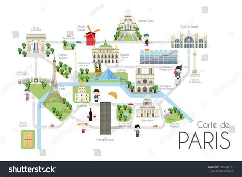 Cartoon Vector Map Of The City Of Paris, Travel, 57% OFF