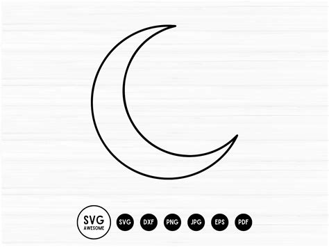 Crescent Moon Outline SVG Instant Download Vinyl & Craft - Etsy Ireland