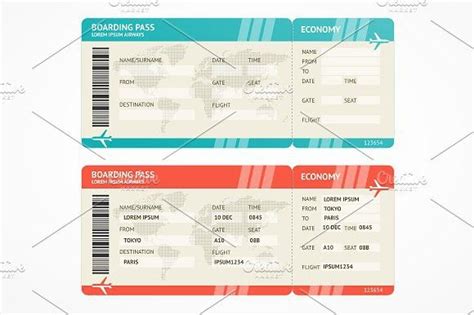 Vector Airplane tickets. | Airplane tickets, Ticket template, Airplane ...