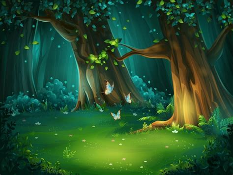 Premium Vector | Cartoon illustration of background forest glade ...