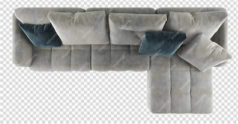 Premium PSD | Top view gray l bubble sofa and pillow transparent