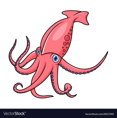 Cute squid cartoon isolated on white background Vector Image