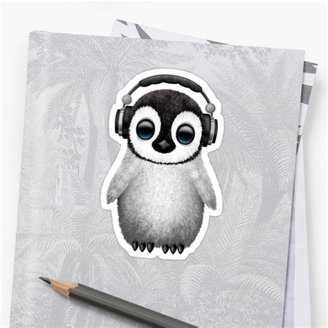 "Cute Baby Penguin Dj Wearing Headphones" Stickers by jeff bartels ...