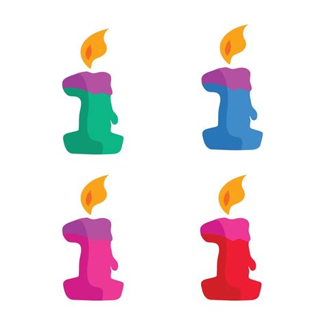 1 year birthday candle flat design vector illustration with different ...