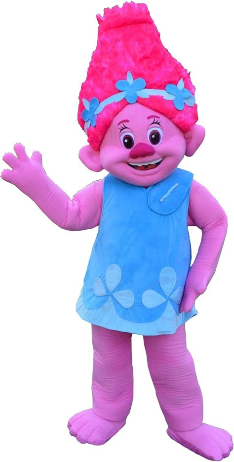 Amazon.com: KF Poppy Troll Mascot Costume Adult Character Trolls Pink ...