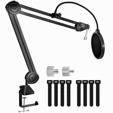 Buy Mic Boom Arm, eWonLife Microphone Stand Desk with 5/8 Thread, Heavy ...