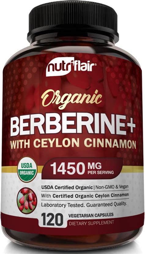 Premium Berberine HCL 1200mg Plus Organic Ceylon Cinnamon - 120 ...