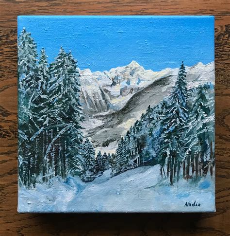 Snowy Mountain Oil Painting Beautiful Alps Painting - Etsy