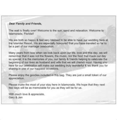 Wedding Welcome Letter Template | Sample Design Layout Templates