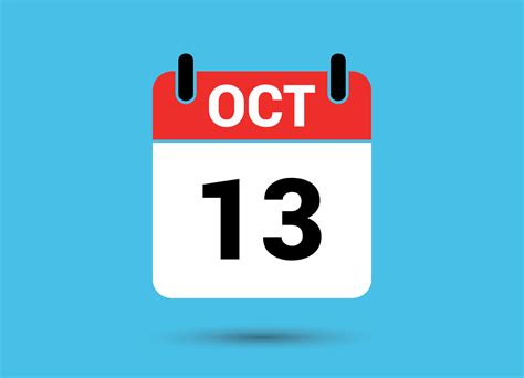 October 13 Calendar Date Flat Icon Day 13 Vector Illustration 32460813 ...