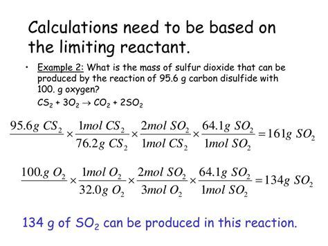 Limiting Reactants Examples With Answers