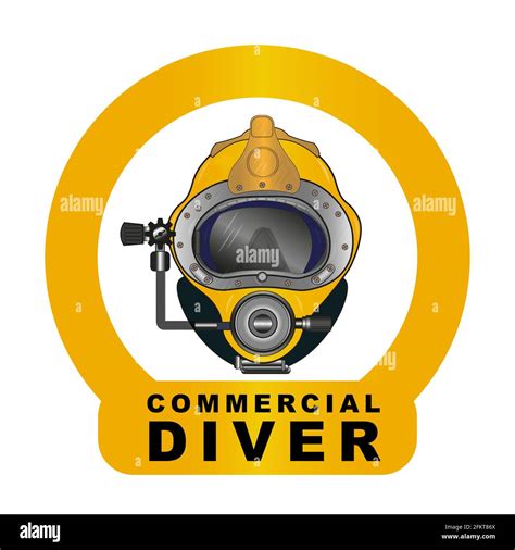 Yellow Diving helmet vector drawing - Commercial Diver Stock Vector ...