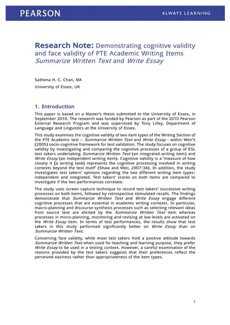 (PDF) Research Note: Demonstrating cognitive validity and face validity ...