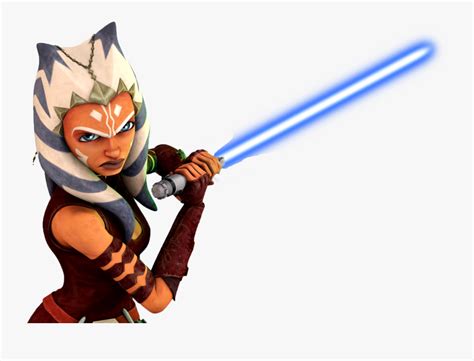 Ahsoka With A Blue Lightsaber Transparent Background Png Clipart | The ...