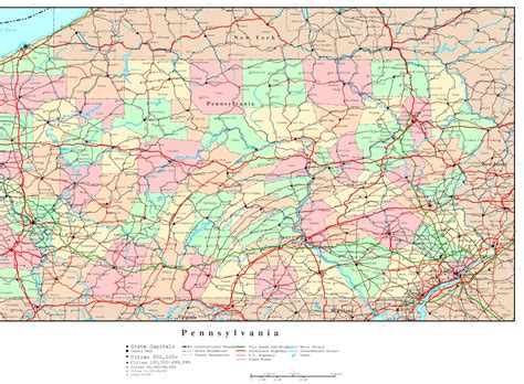 Pennsylvania County Map With Roads - Topographic Map World