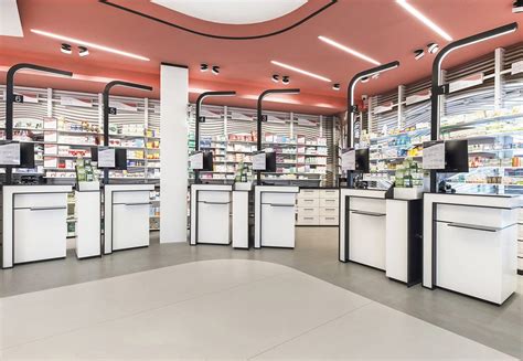 Modern pharmacy interior layout design custom display furniture