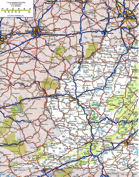 Virginia roads map with cities and towns state gighway freeway free