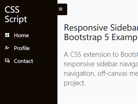 Responsive Sidebar Navigation For Bootstrap 5 | CSS Script