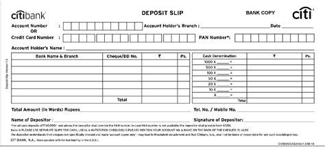 Bank Deposit Slips Template