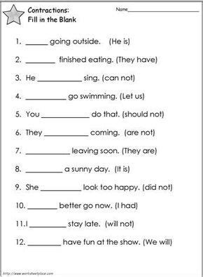 Contractions Worksheet 2 Worksheets Contraction Worksheet, Punctuation ...