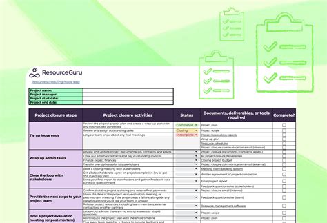 Project Closure Checklist Template