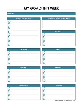 Free Weekly Planner Templates - CalendarLabs