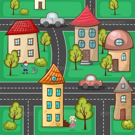 Suburbs and Houses | Cartoon house, Art background, Tree vector