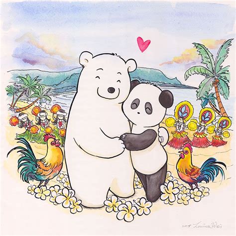 Commission: Honeymoon in Hawaii | Polar bear cartoon, Cute panda ...