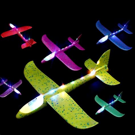 48CM Foam Plane Kits Flying Glider Toy With LED Light Hand Throw ...