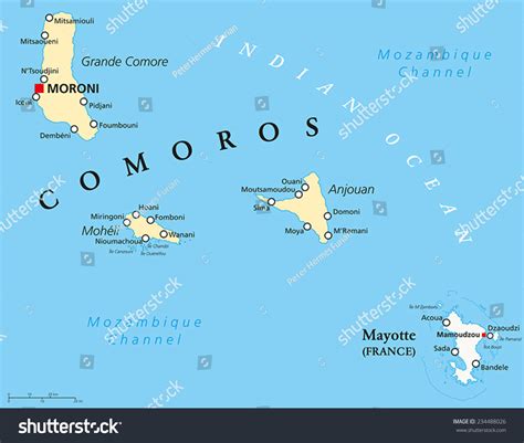 Political Map Comoros Capital Moroni Important Stock Vector 234488026 ...