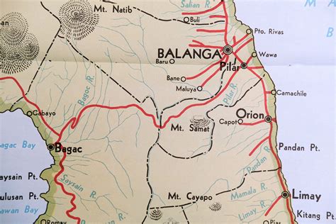 1959 Large Rare Vintage Map of Bataan, the Philippines - Balanga ...