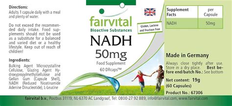 NADH 50mg – Vegan – HIGH Dosage – 60 Capsules – Delayed Release Due to ...