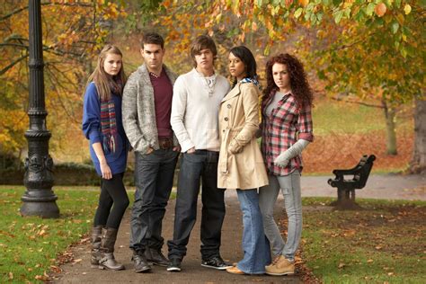 Group Of Five Teenage Friends Having Fun In Autumn Park | Stock image ...