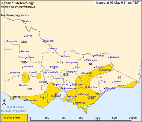 VIC Severe Weather Warning: Damaging Winds - ewn.com.au Alert