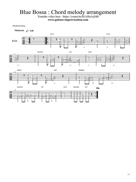 Blue Bossa Chord Melody PDF | PDF | Music Theory | Elements Of Music