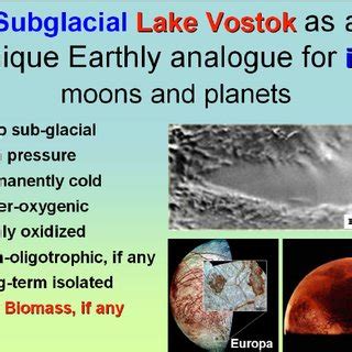 Subglacial Lake Vostok as an analogue for icy planets and moons ...